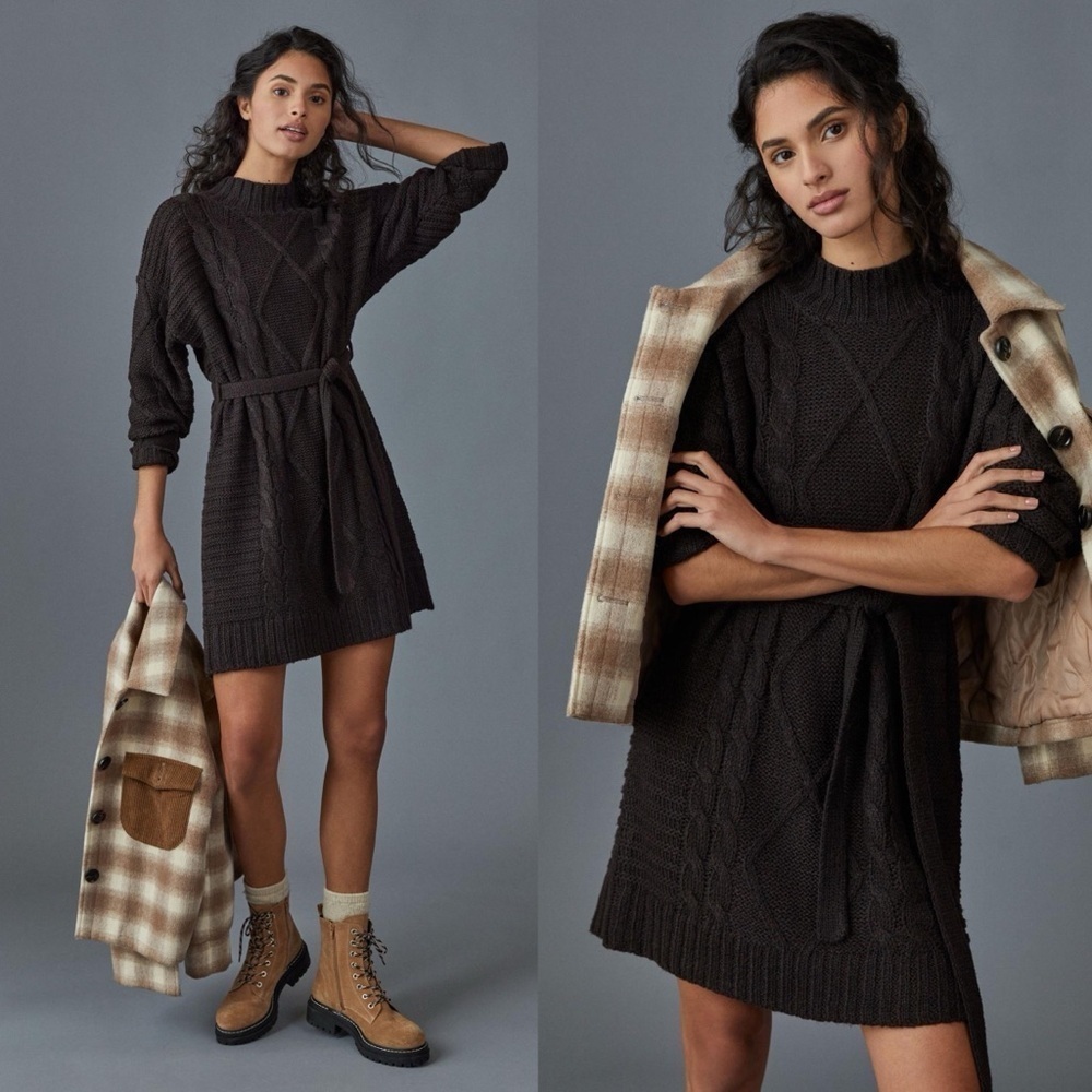 NWT Anthropologie Amadi Leah Cable Knit Sweater Dress size small
